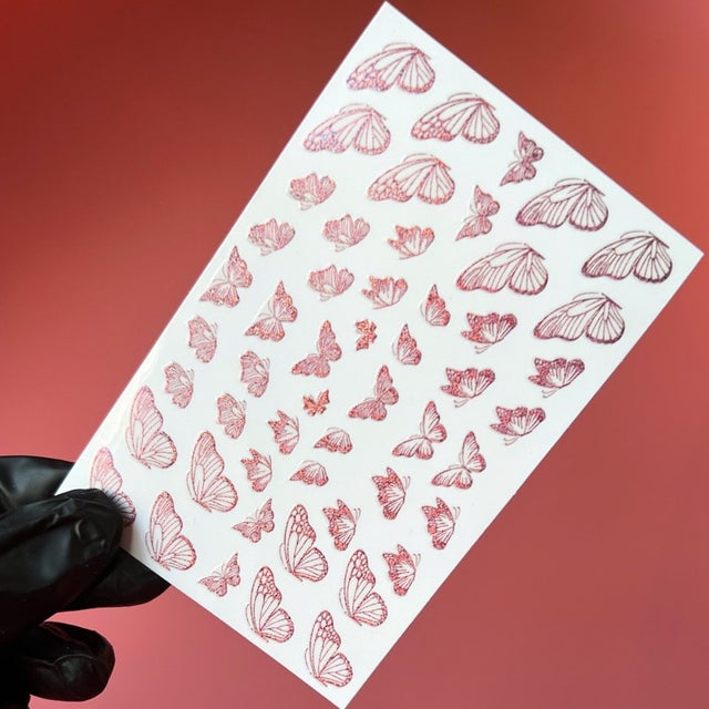 Pegatinas de mariposas holográficas rosas 022