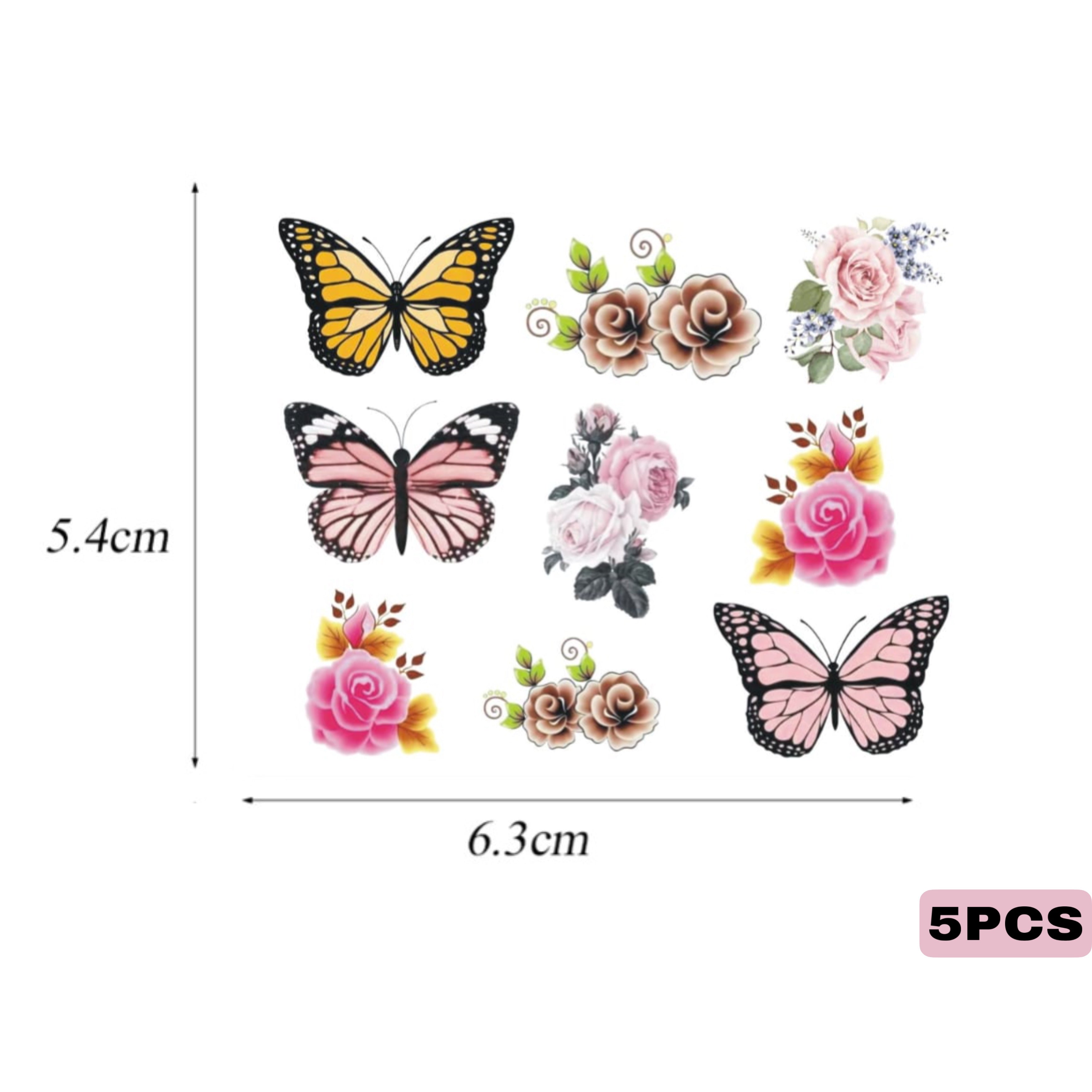 5 pcs Butterfly Flower Water Decals 2