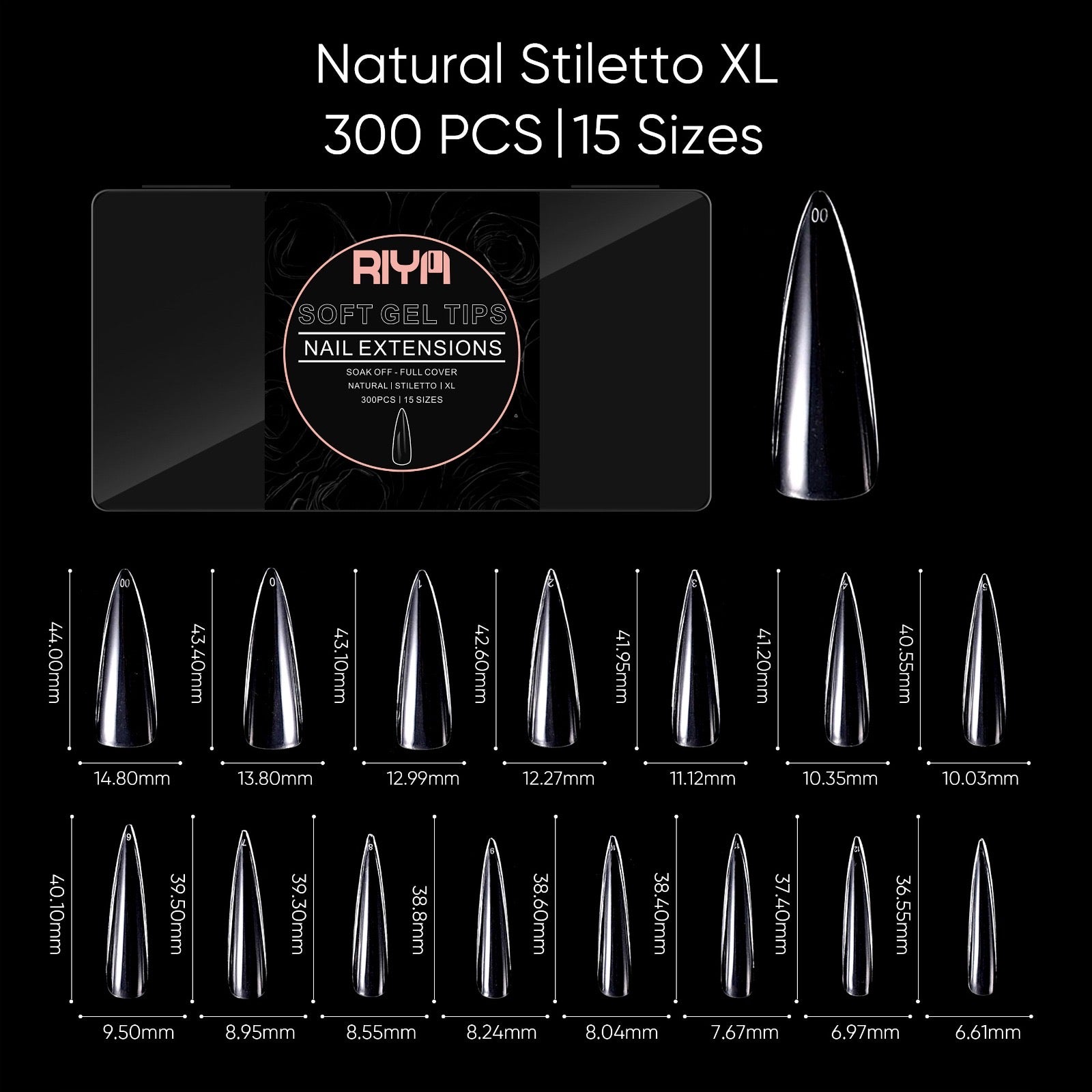 Soft Gel Tips - Natural Stiletto