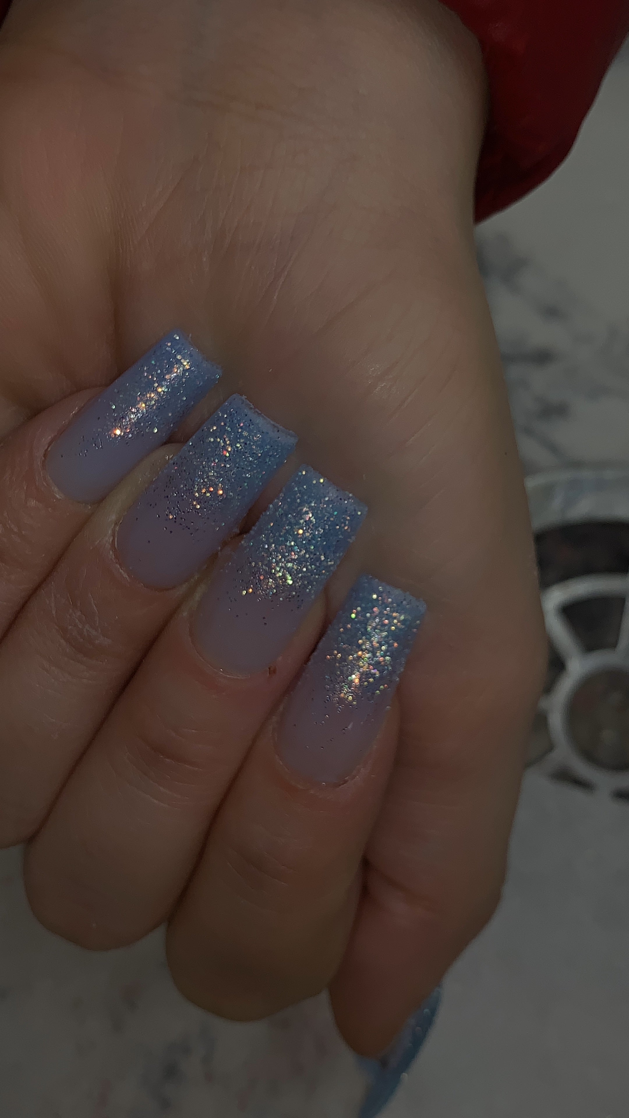 Light Blue Fairy Dust Nails That Shine