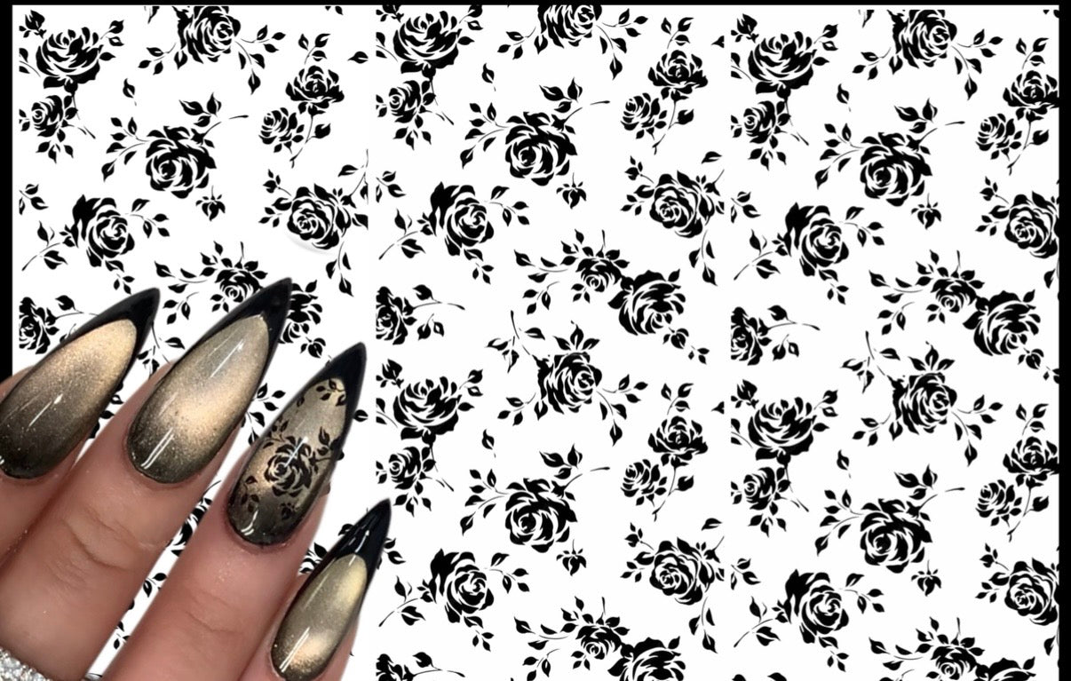 Black Rose Print Water Decal