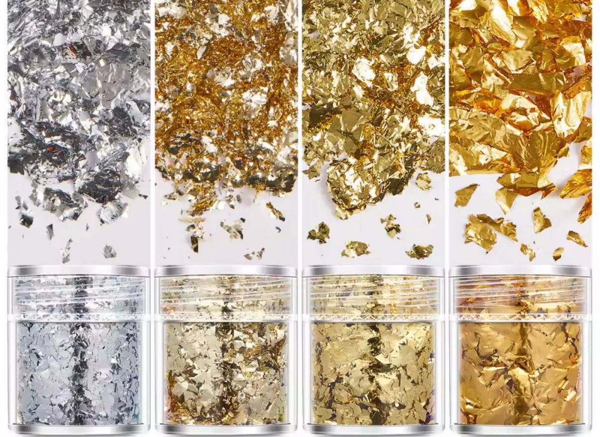 4Bottles/Set Gold Foil Leaf Flake