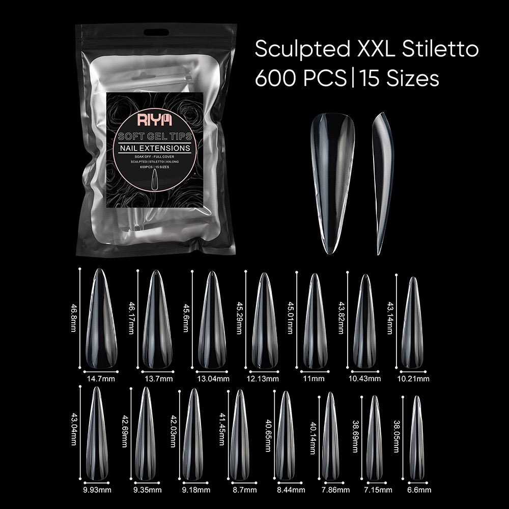 Puntas de uñas de gel suave: stiletto esculpido