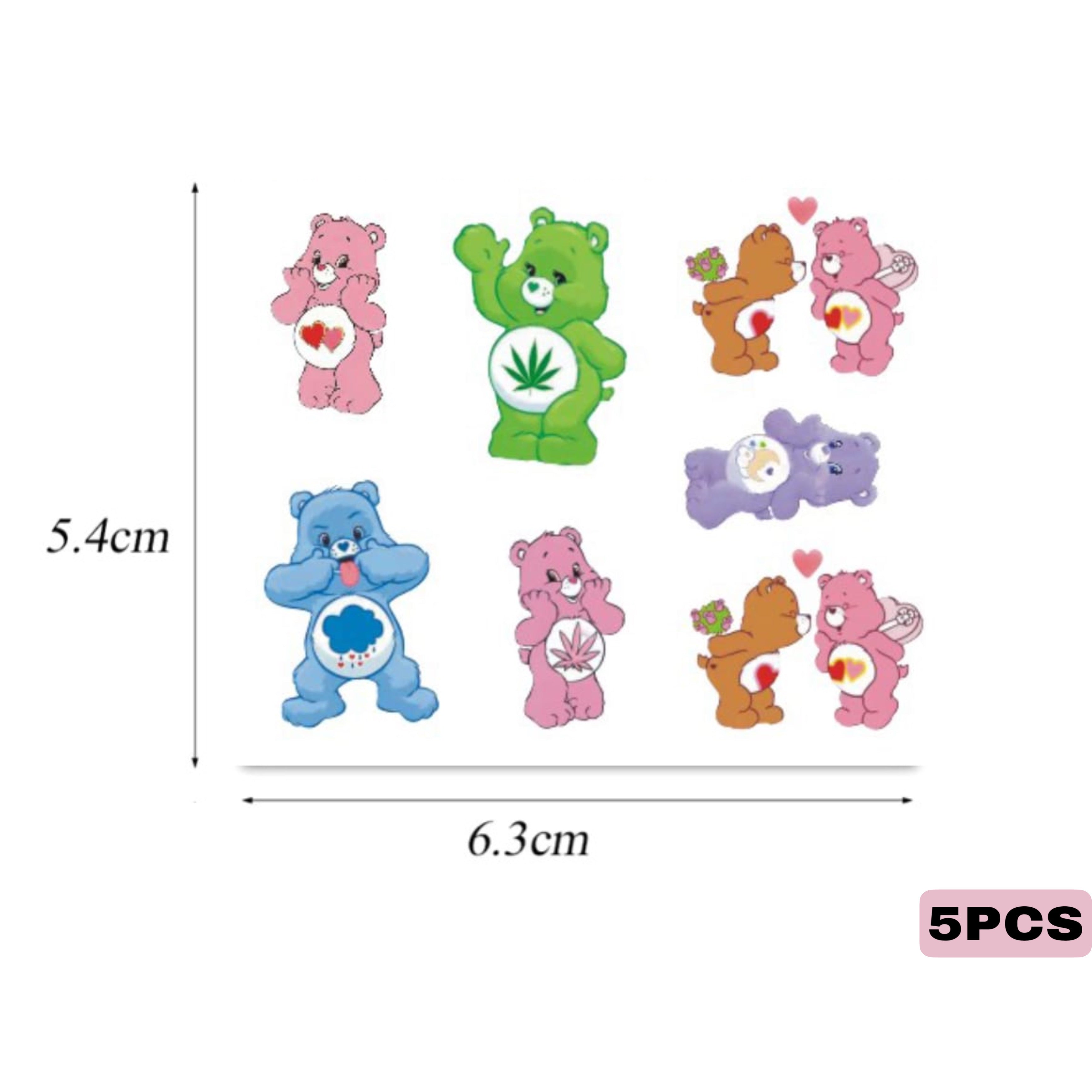 5 pcs Care Bears Water Decals