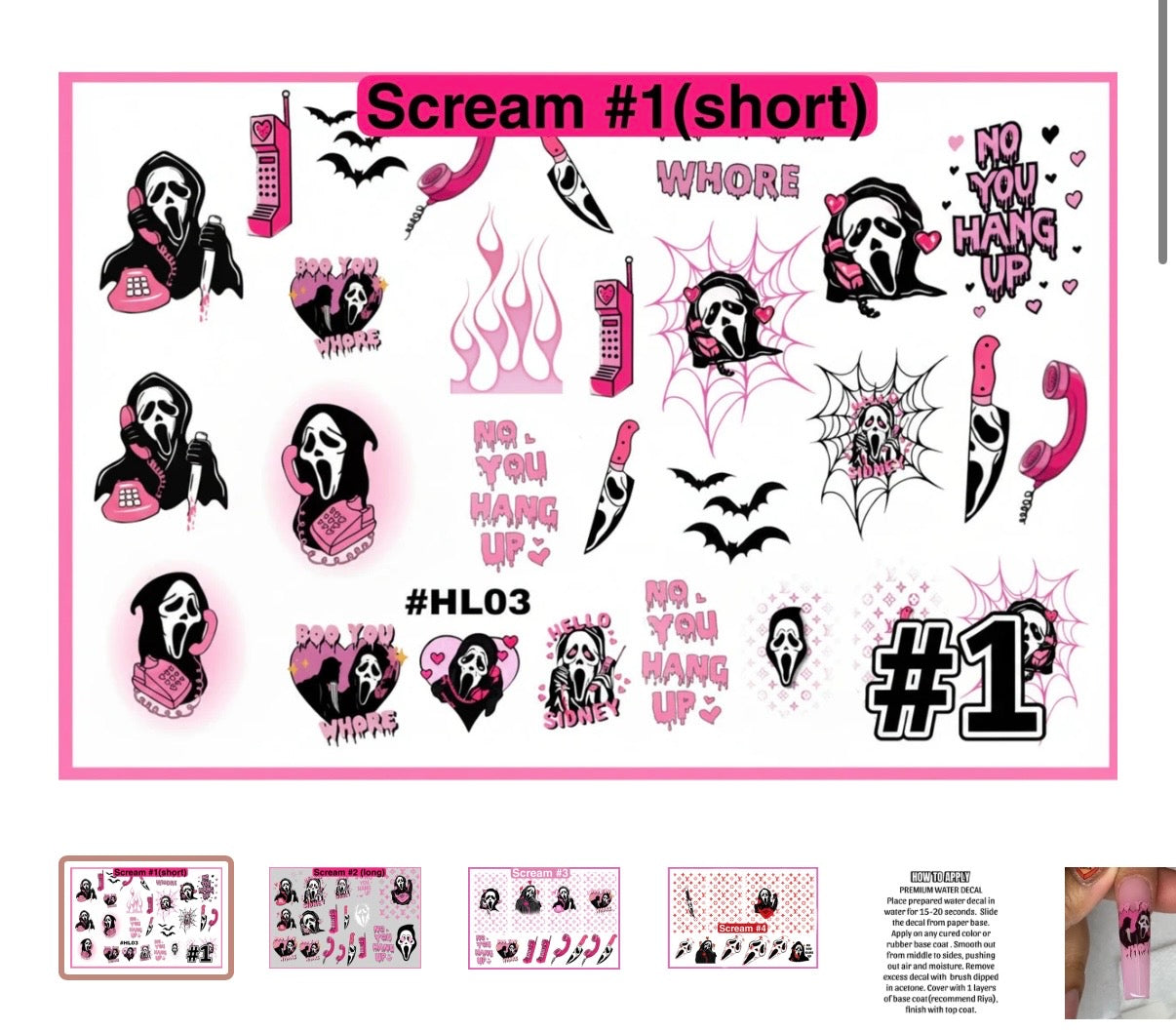 Ghostface Premium Water Decals