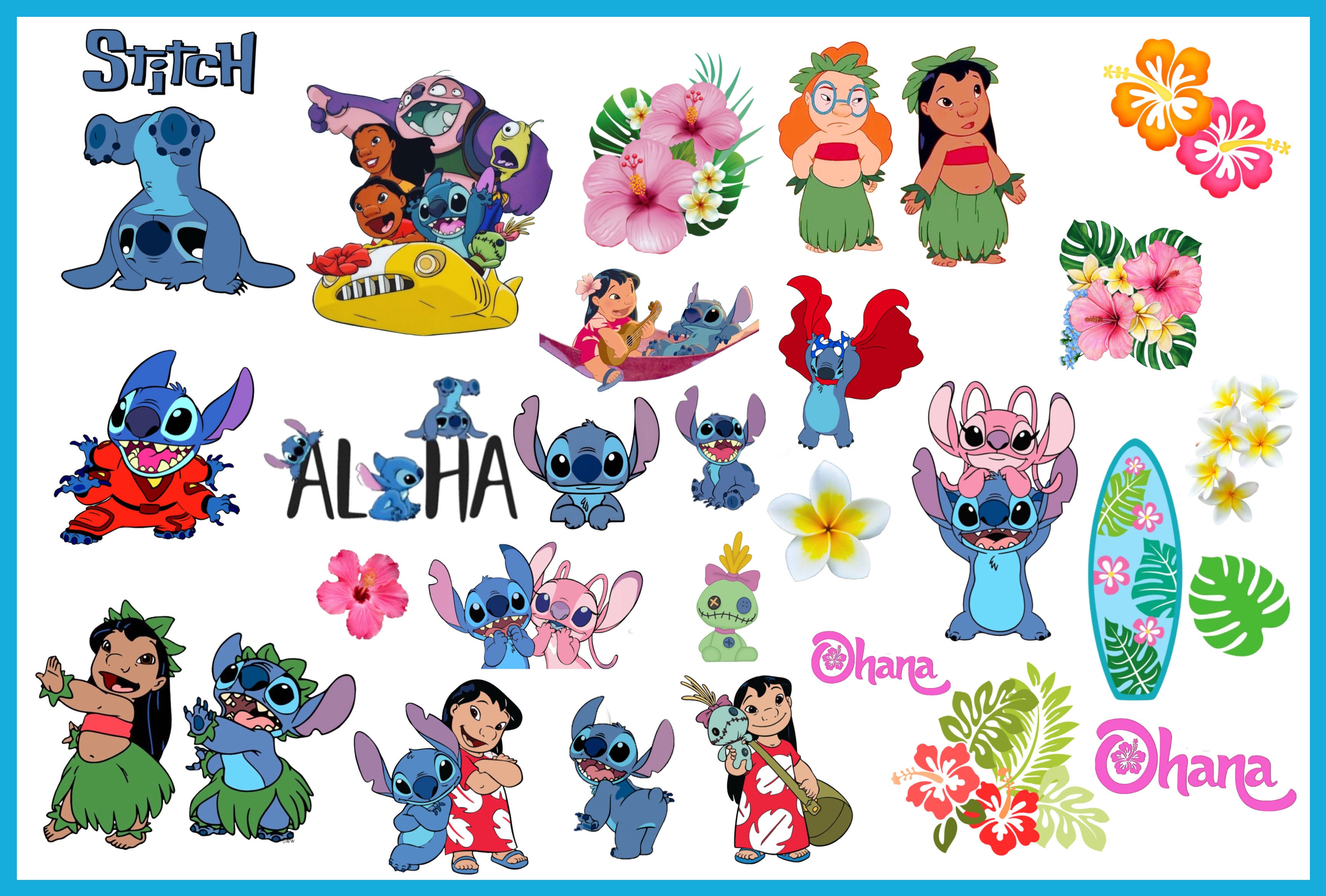 Calcomanías de agua - Lilo Stitch