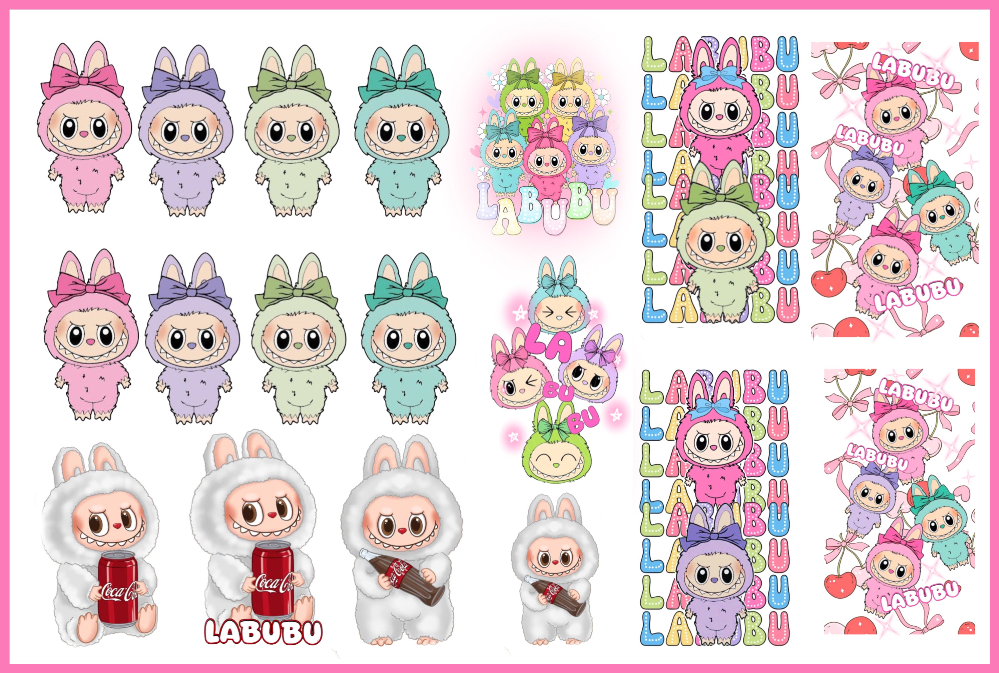 LABUBU デザインシール300枚 62枚セット ラブブ ステッカー シール LABUBU ランダム封入 絵柄かぶり
