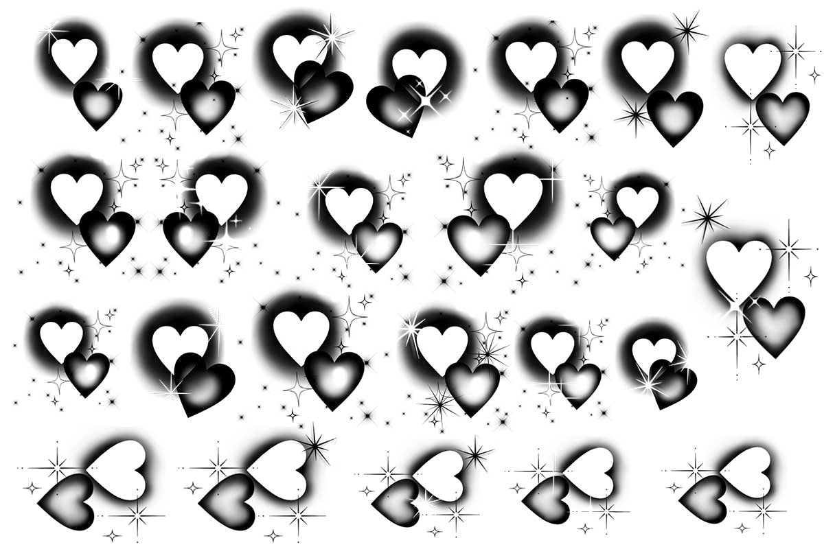 Airbrush Hearts 24 - Water Decal