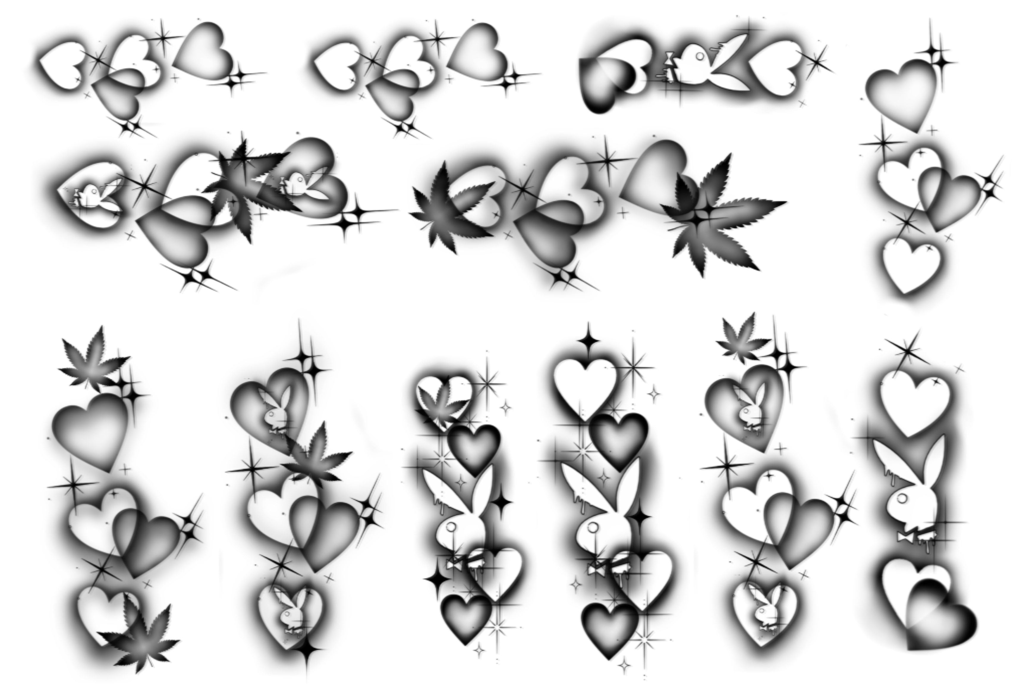 Airbrushed Hearts (V12) - Premium Decal