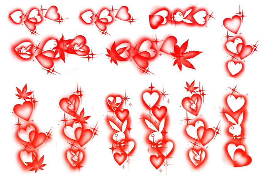 Airbrushed Hearts (V12) - Premium Decal