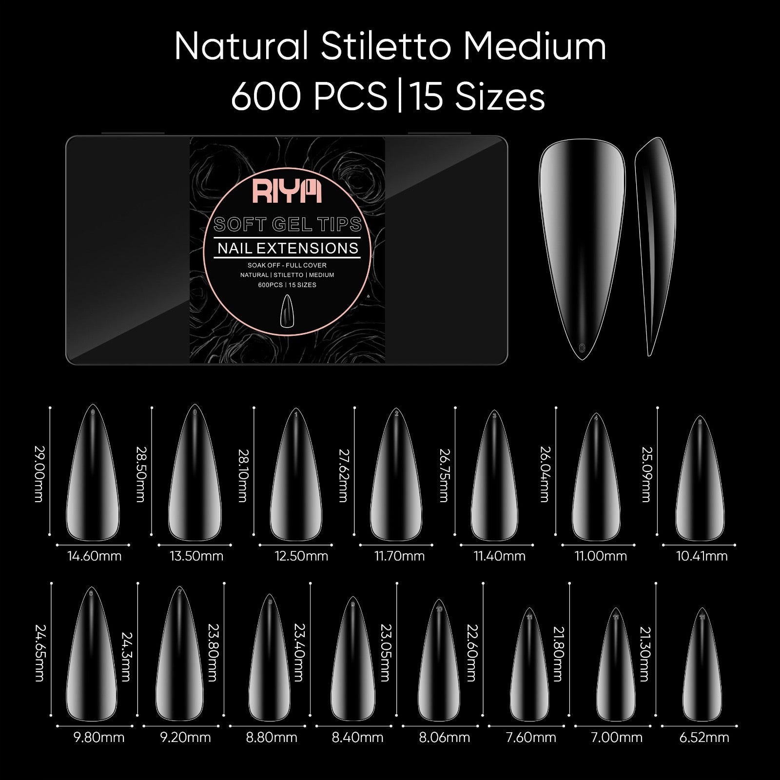Soft Gel Tips - Natural Stiletto