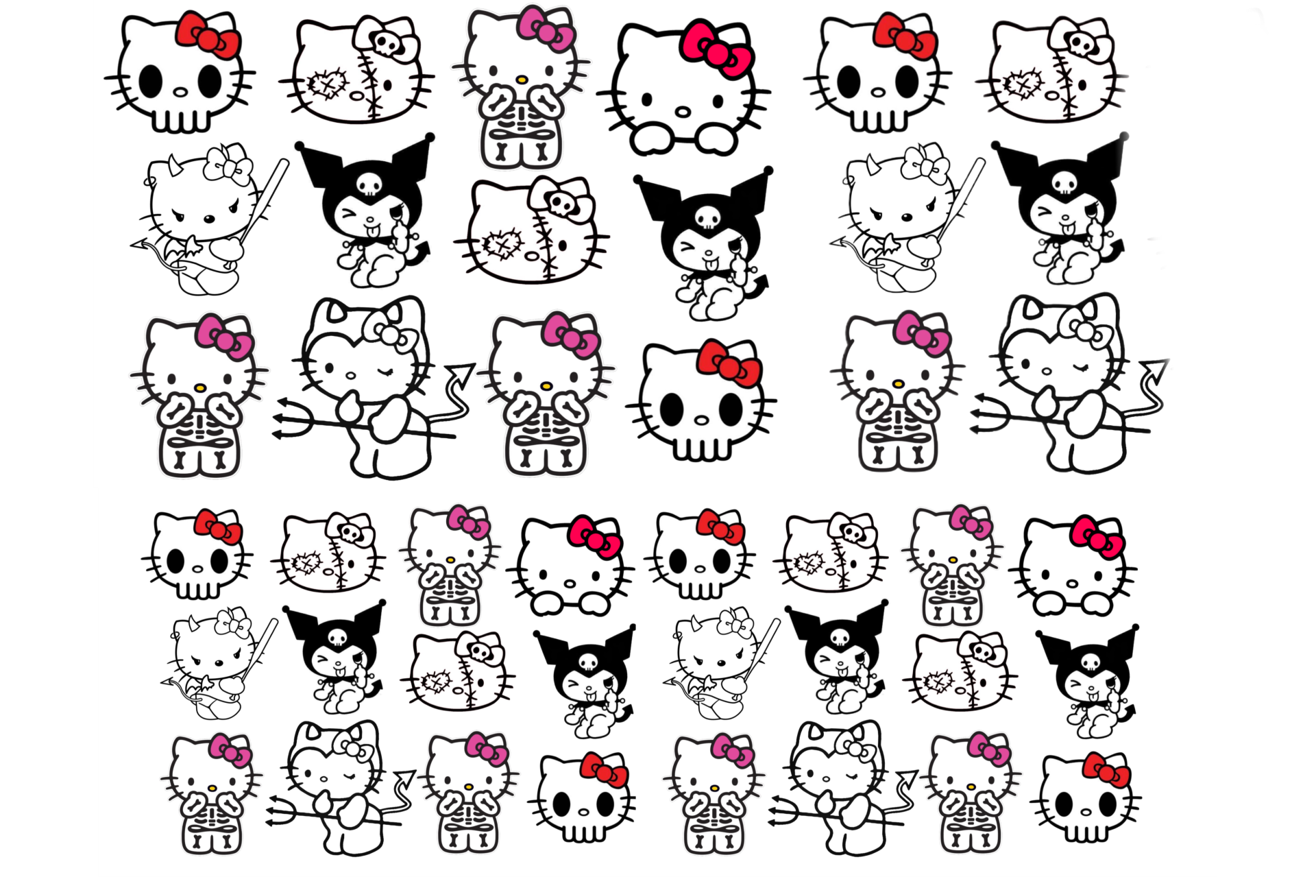 Hello Kitty Halloween en blanco y negro