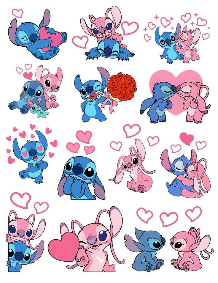 Stitch Valentine - Calcomanía premium